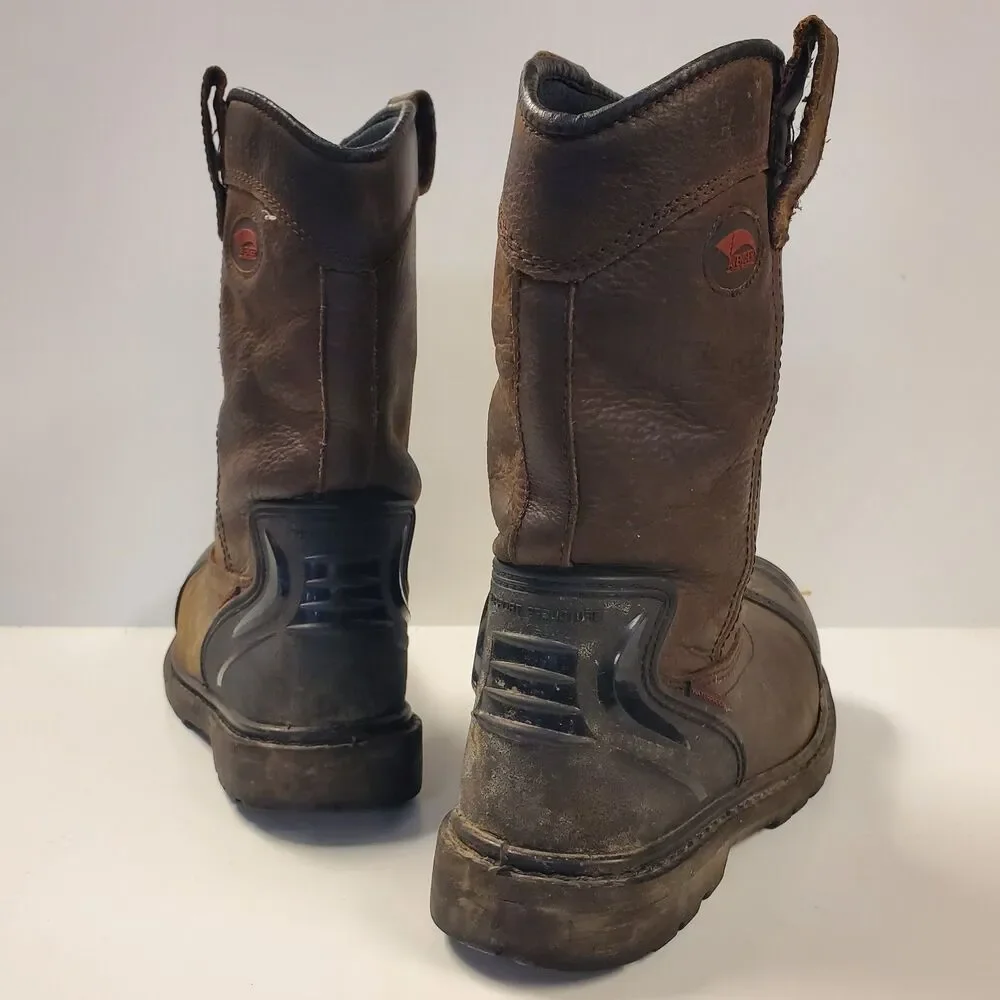 AVENGER Boots Mens Size 9.5M Brown Safety WATERPROOF Wellington Workwear A7876